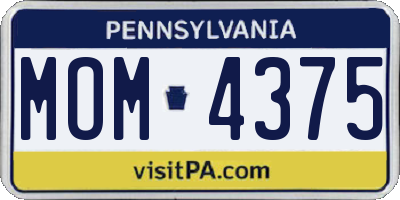 PA license plate MOM4375