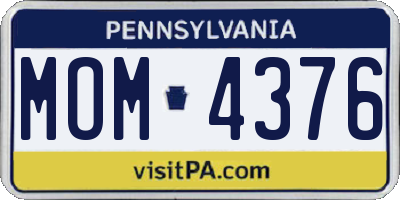 PA license plate MOM4376