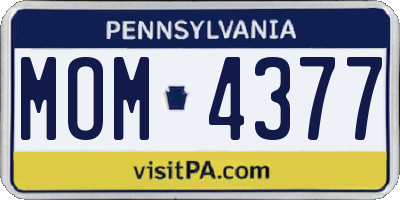PA license plate MOM4377