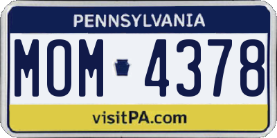 PA license plate MOM4378