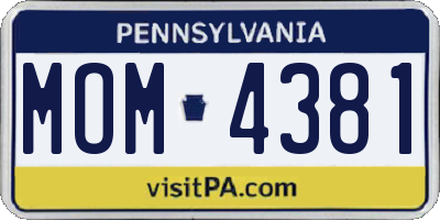 PA license plate MOM4381