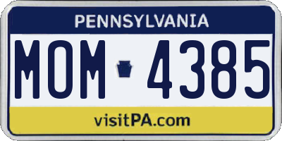 PA license plate MOM4385