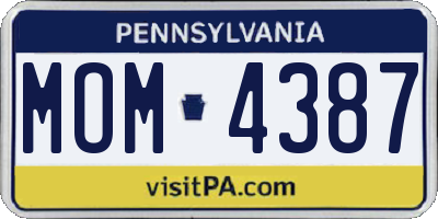 PA license plate MOM4387