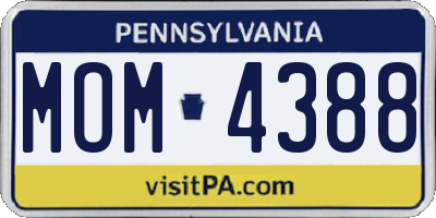 PA license plate MOM4388