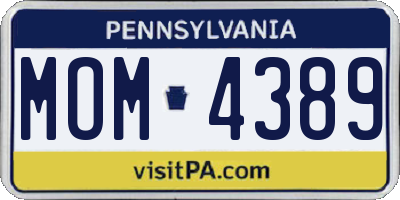 PA license plate MOM4389