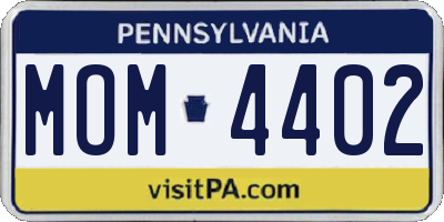 PA license plate MOM4402
