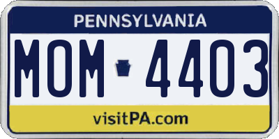 PA license plate MOM4403