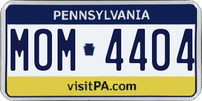 PA license plate MOM4404