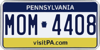 PA license plate MOM4408