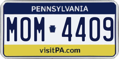 PA license plate MOM4409