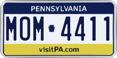 PA license plate MOM4411