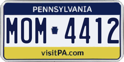 PA license plate MOM4412