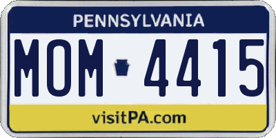 PA license plate MOM4415