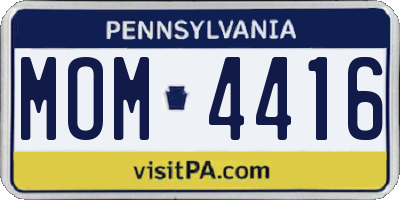 PA license plate MOM4416