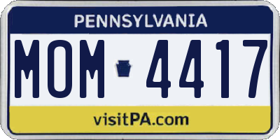 PA license plate MOM4417