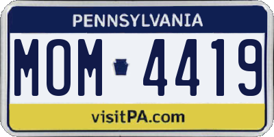 PA license plate MOM4419