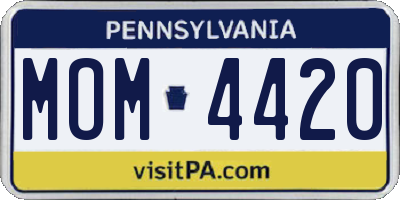 PA license plate MOM4420
