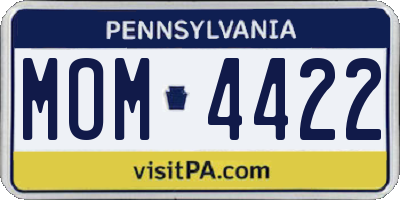 PA license plate MOM4422