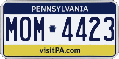 PA license plate MOM4423