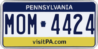PA license plate MOM4424