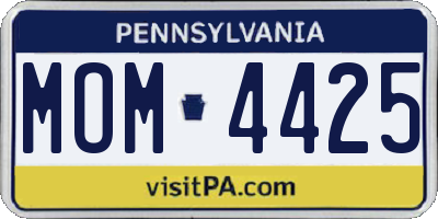 PA license plate MOM4425