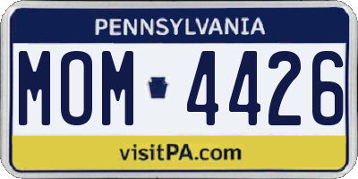 PA license plate MOM4426