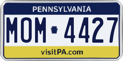 PA license plate MOM4427
