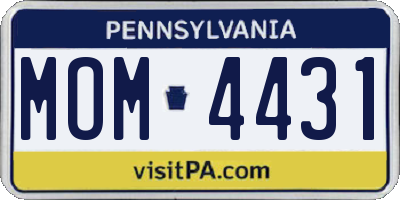 PA license plate MOM4431
