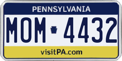 PA license plate MOM4432