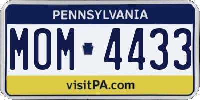 PA license plate MOM4433