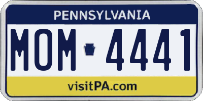 PA license plate MOM4441