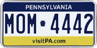 PA license plate MOM4442