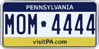 PA license plate MOM4444