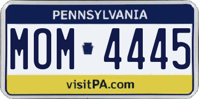 PA license plate MOM4445
