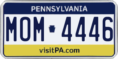 PA license plate MOM4446