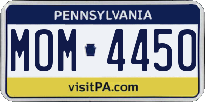 PA license plate MOM4450