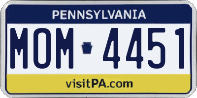 PA license plate MOM4451