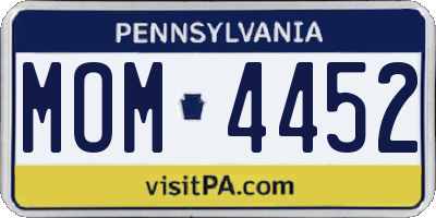 PA license plate MOM4452