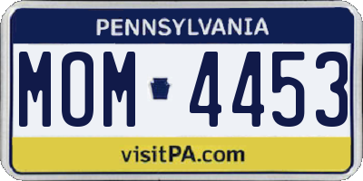 PA license plate MOM4453