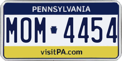 PA license plate MOM4454