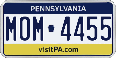 PA license plate MOM4455