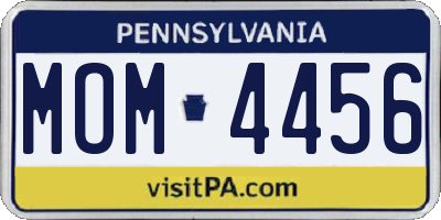 PA license plate MOM4456