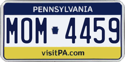 PA license plate MOM4459