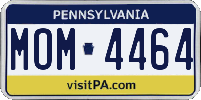 PA license plate MOM4464