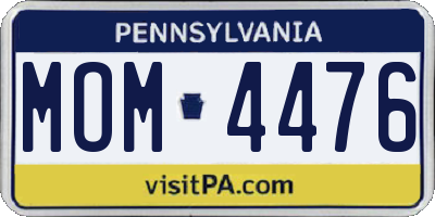 PA license plate MOM4476