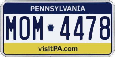 PA license plate MOM4478
