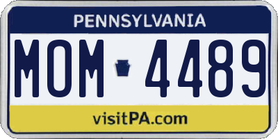 PA license plate MOM4489