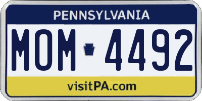 PA license plate MOM4492