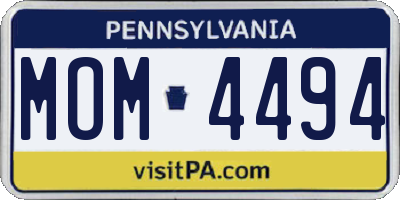 PA license plate MOM4494
