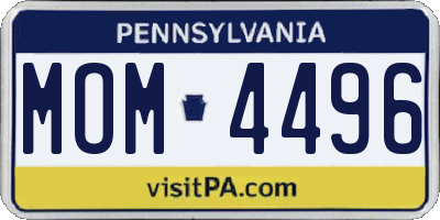 PA license plate MOM4496